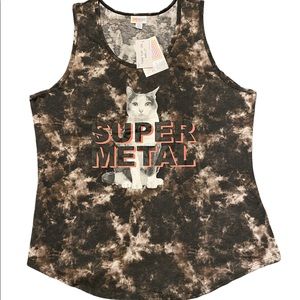 LuLa Roe 2xl Tank Top Super Metal Cat Tank Top- Adorable!😻🤘🎸